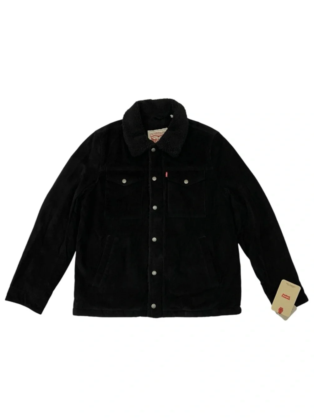 ⚡️SOLD⚡️Levi's Black Sherpa Corduroy Jean Jacket Bomber Coat - Picture 3 of 16